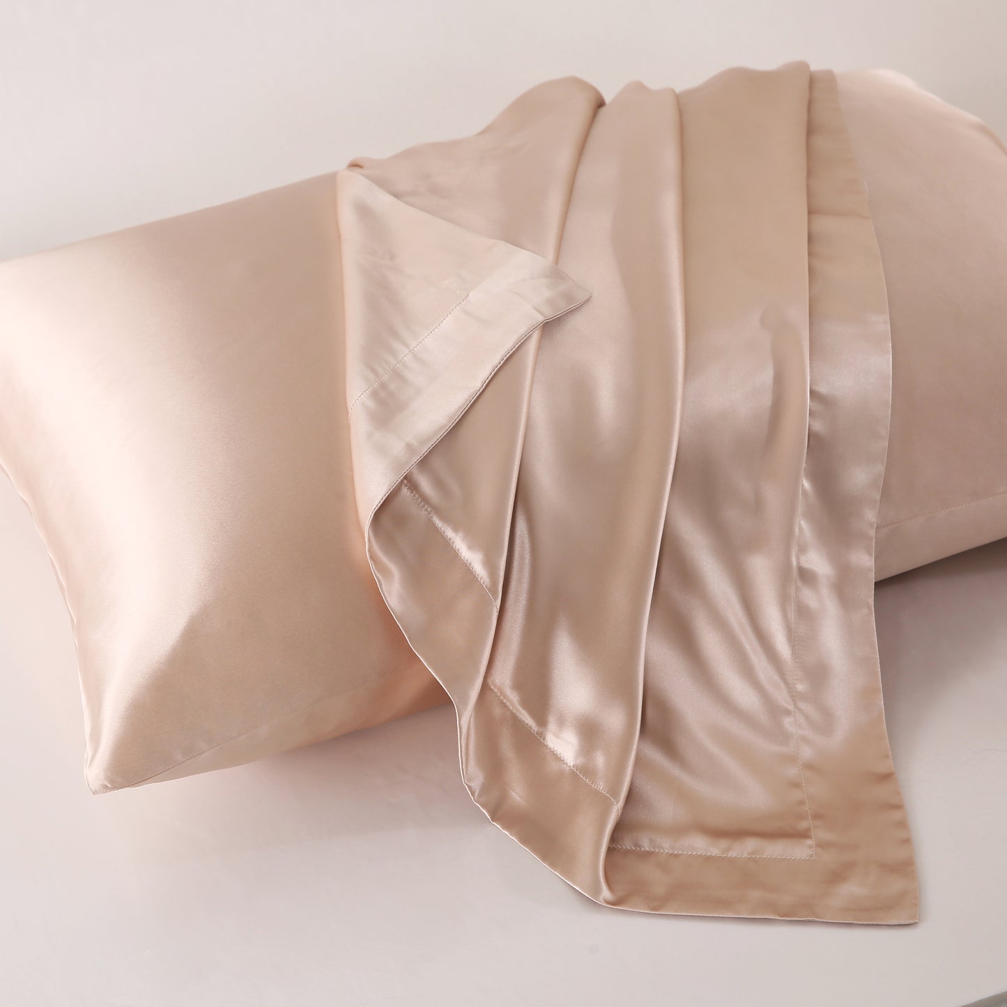 Image of a silk pillowcase (caramel colour)